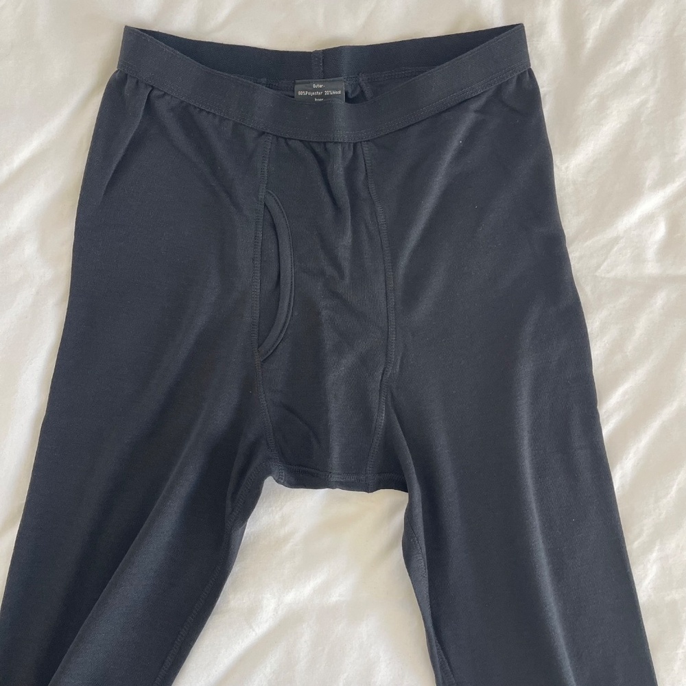 Omni Wool Insulated Base Layer Men's Medium Weight Pants With Fly Outdoor Black